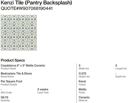 Kenzi Tile Pantry Backsplash (Back Nine)