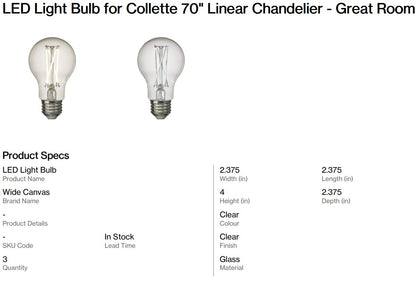 Collette 70" Linear Chandelier + LED Light Bulbs - Great Room (Back Nine)