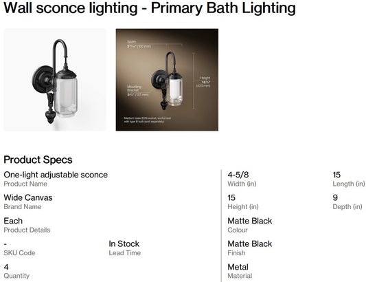Wall sconce lighting - Primary Bath Lighting (Back Nine)
