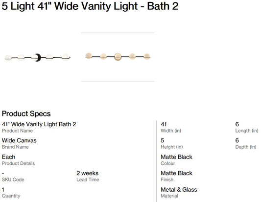 5 Light 41" Wide Vanity Light - Bath 2 (Back Nine)