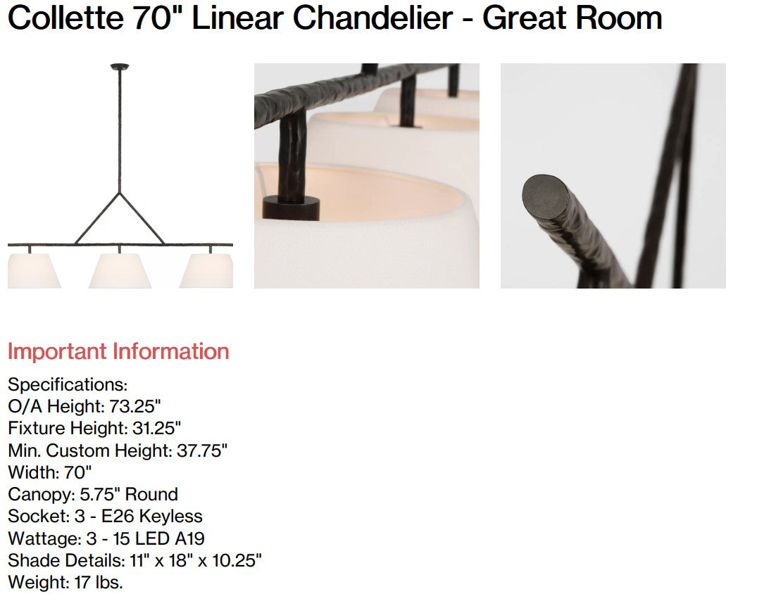 Collette 70" Linear Chandelier - Great Room (Back Nine)