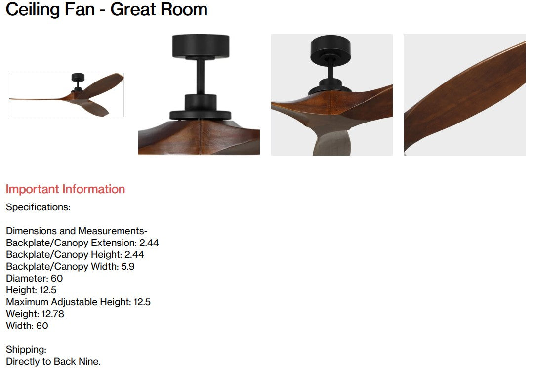 Smart Ceiling Fan - Great Room (Back Nine)
