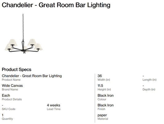 Chandelier - Great Room Bar Light (Back Nine)