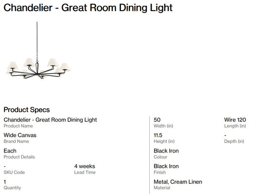 Chandelier - Great Room Dining Light (Back Nine)