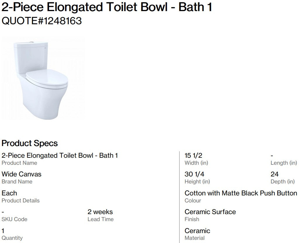 Toilet Order - Bath 1 (Back Nine)