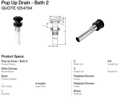Bathroom Trough Sink with Pop Up Drain - Bath 2 (Back Nine)