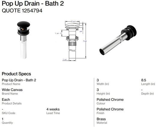 Bathroom Trough Sink with Pop Up Drain - Bath 2 (Back Nine)