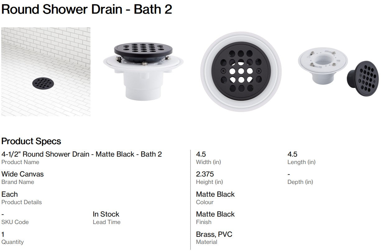 Solid Surface Shower Pan With Round Right Drain  - Bath 2 (Back Nine)