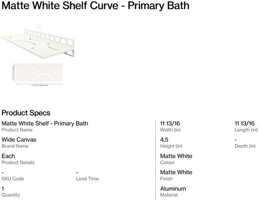 Matte White Shelf Curve - Primary Bath (Thelin Dr)