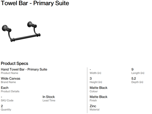 Towel Bar - Primary Suite (Back Nine)