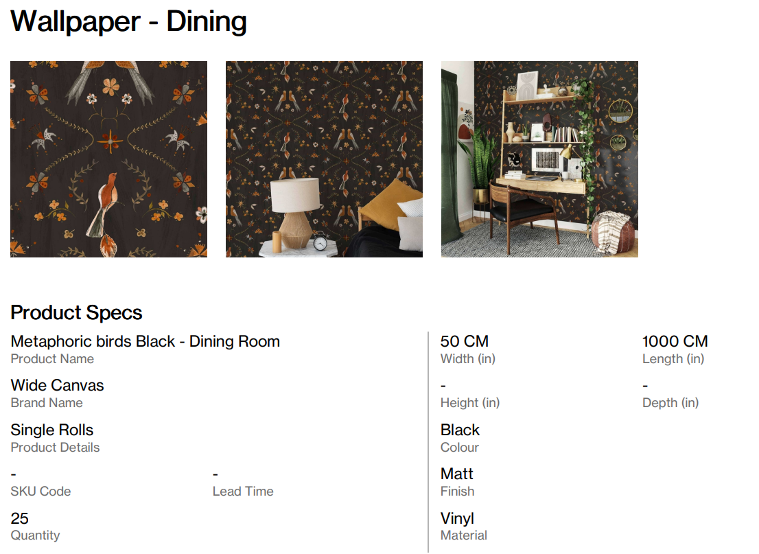 Metaphoric birds Black - Dining Room (Back Nine)
