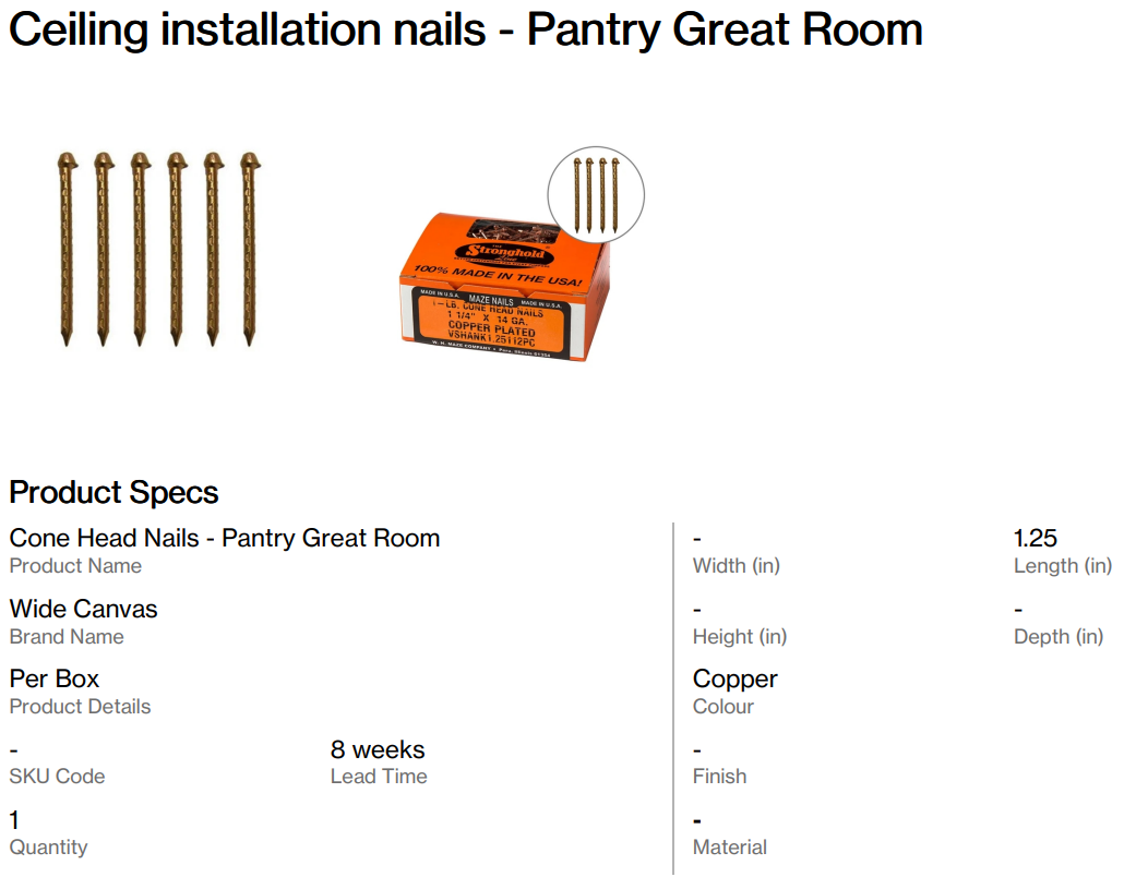 Copper with Brushed Bronze + Nail Kit - Pantry in Great Room Ceiling (Back Nine)