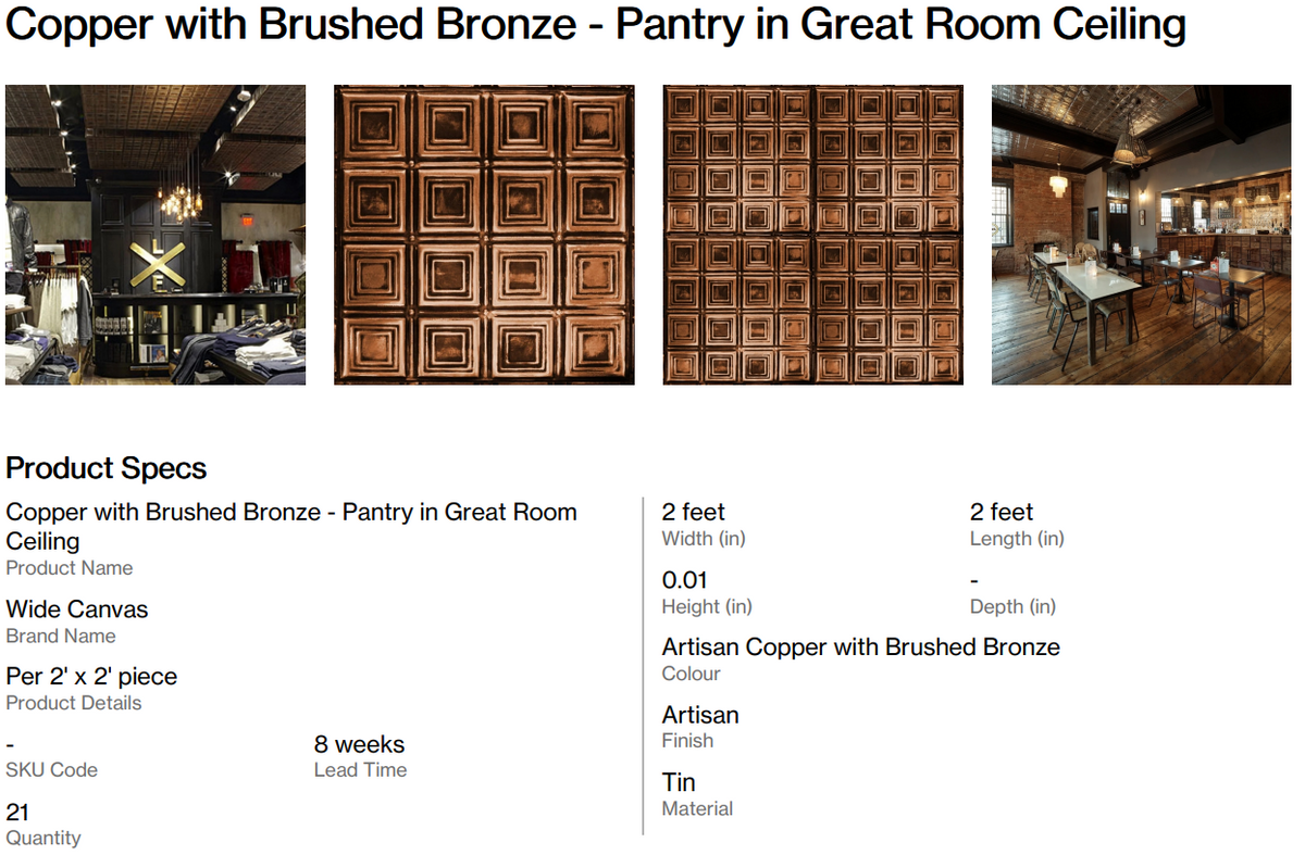 Copper with Brushed Bronze + Nail Kit - Pantry in Great Room Ceiling (Back Nine)