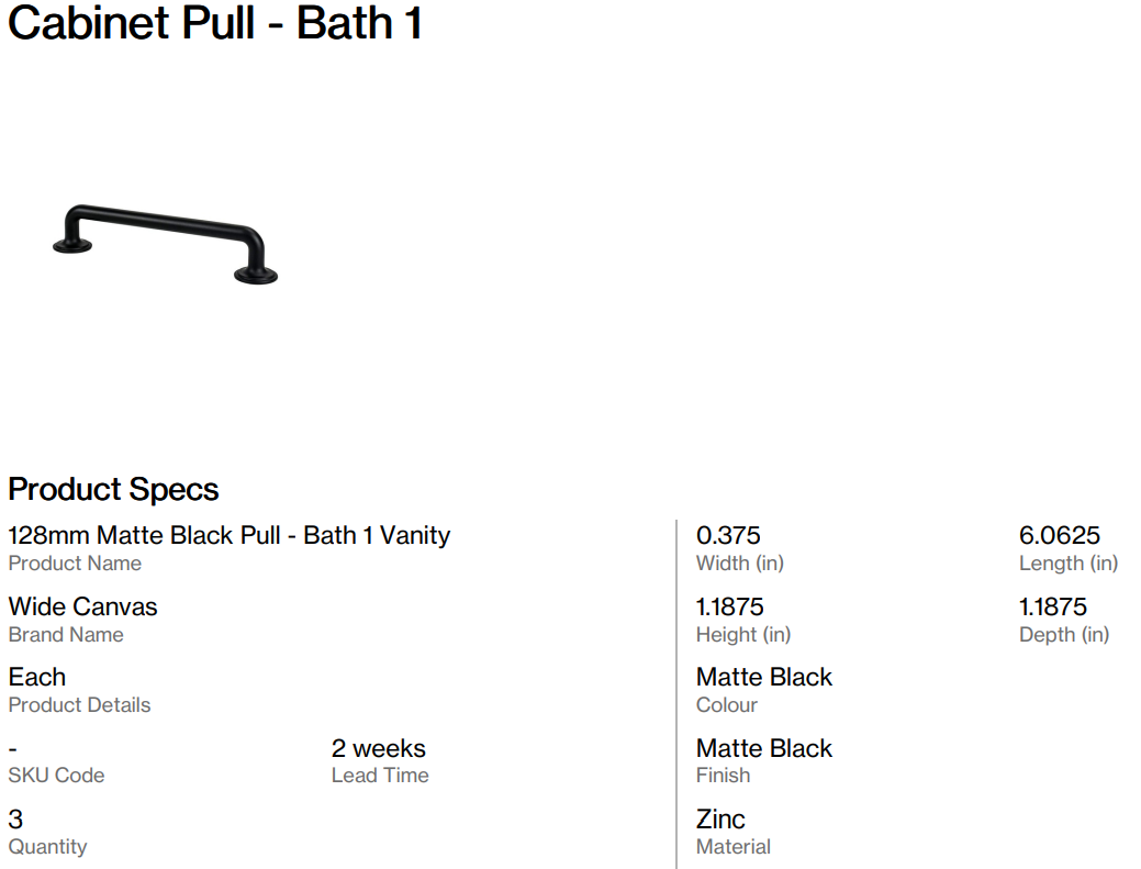 Cabinet Pull - Bath 1 (Back Nine)