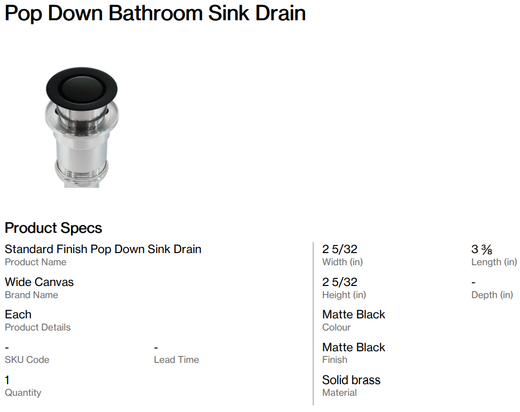 Sink & Drain Order (Thelin)