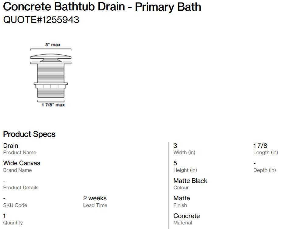 Concrete Bathtub Drain (Back Nine)