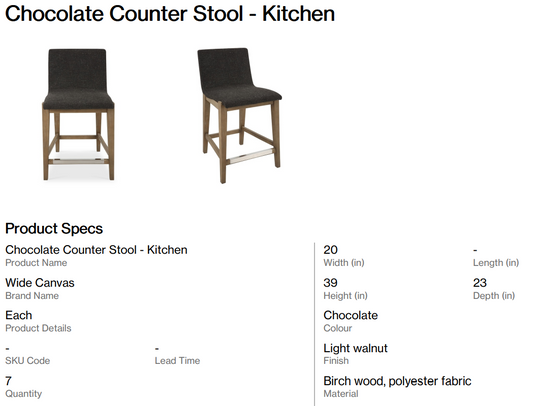 Chocolate Counter Stool - Kitchen (Back Nine)