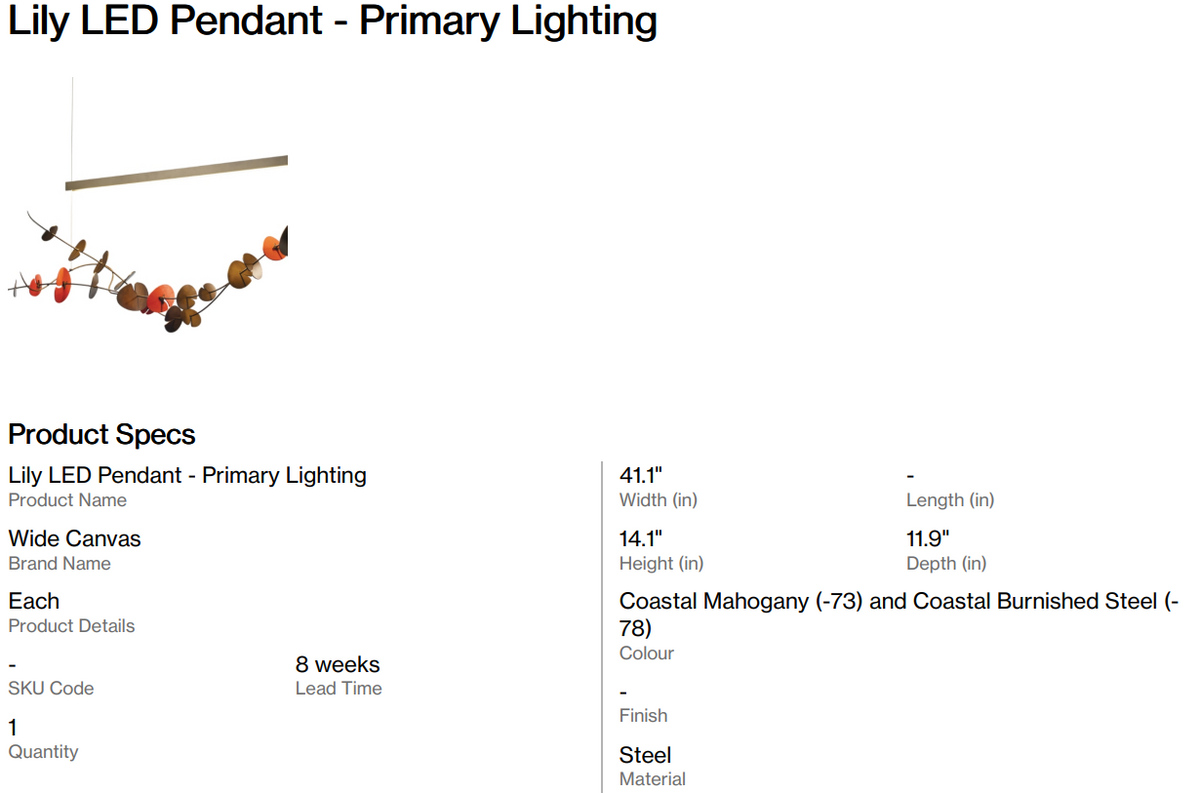Lily LED Pendant - Primary Lighting (Dant)
