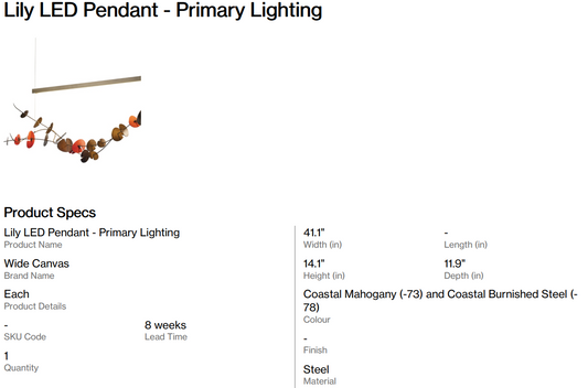 Lily LED Pendant - Primary Lighting (Dant)