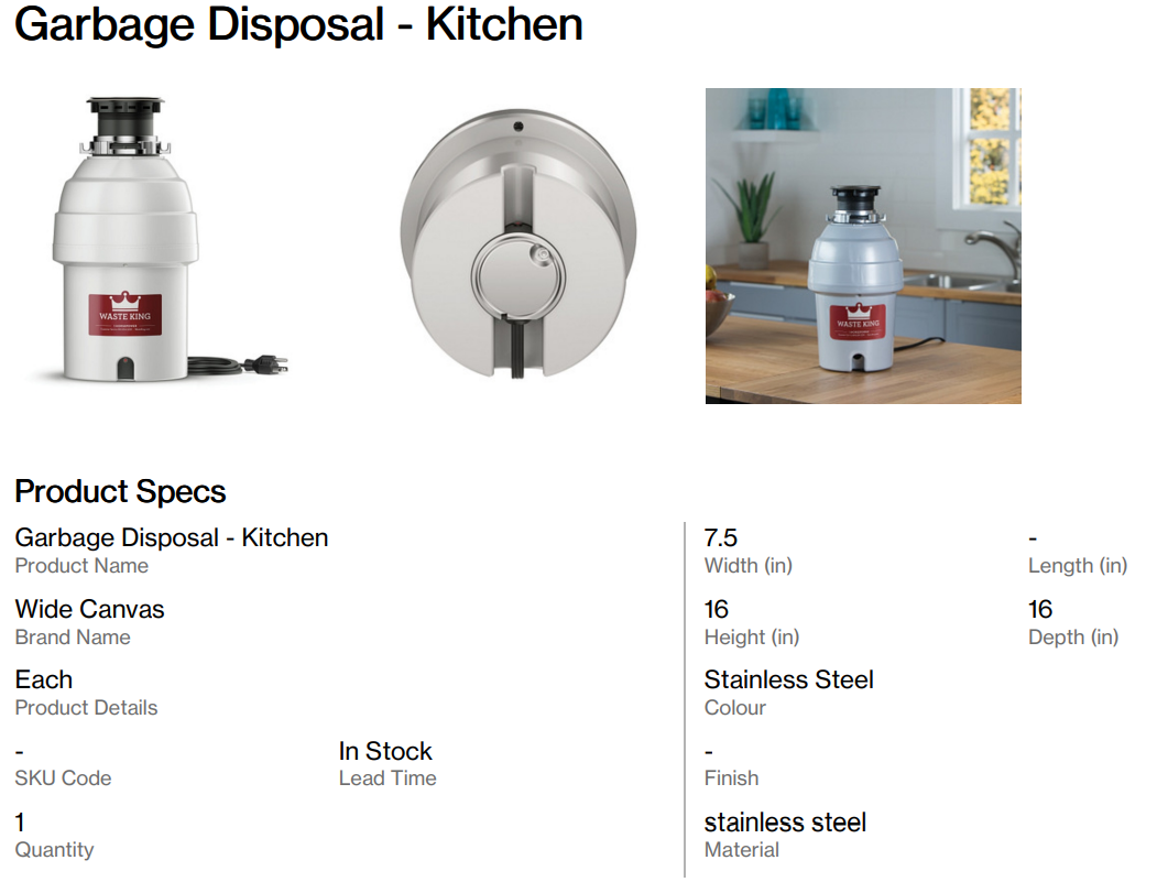 Garbage Disposal - Kitchen (Back Nine)