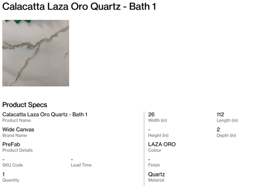 CALACATTA LAZA ORO 26X112  - Bath 1 Countertop (Back Nine)