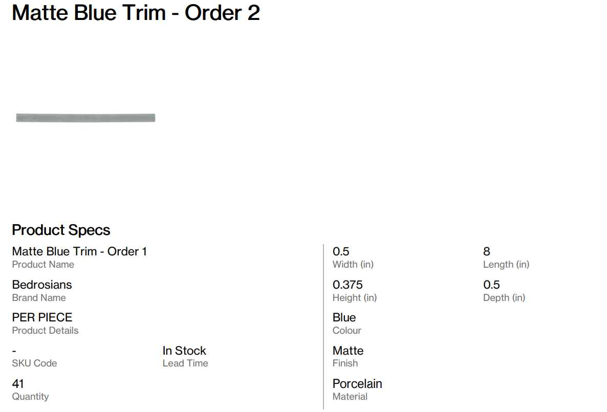 Matte Blue Trim - Order 2 (Back Nine)