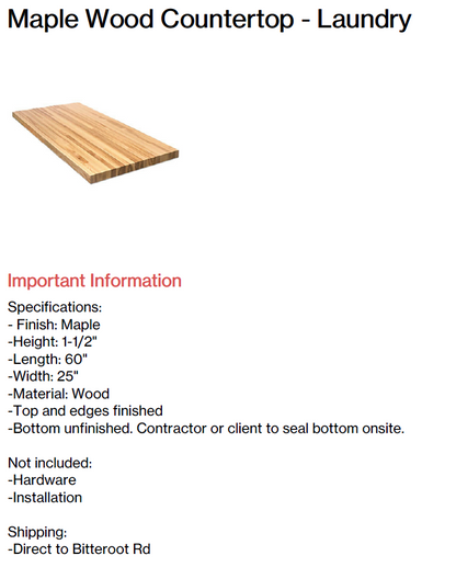 Laundry countertop, 1 of 2 (Bitteroot Rd)