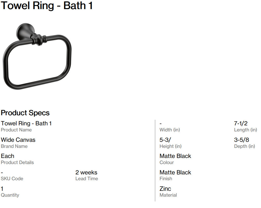 Toilet Paper Holder, Towel Ring and Hooks - Bath 1 ( Back Nine)