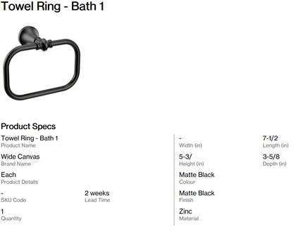 Toilet Paper Holder, Towel Ring and Hooks - Bath 1 ( Back Nine)