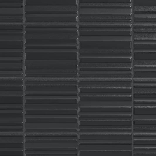 Charcoal Black 8x16 3D Glossy and Matte Mixed Finish Ceramic Tile