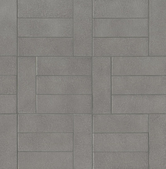 2.5" x 8" Wall tile in color Antracite in a repeated pattern with one tile vertical and three tiles horizontal  