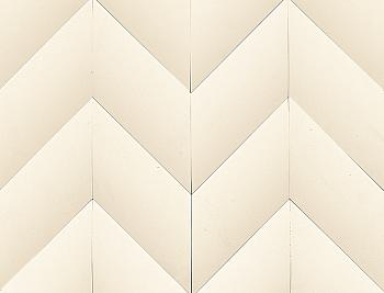 10.5" x 11 white, non-metallic natural stone tile in a chevron pattern.