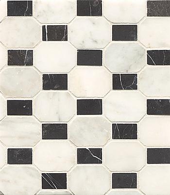 Rock Glamorous Elongated Octagon with Dots Mosaic Tile