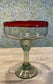 Vintage Handblown Drinking Glass with Cranberry Rims