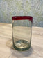 Vintage Handblown Drinking Glass with Cranberry Rims