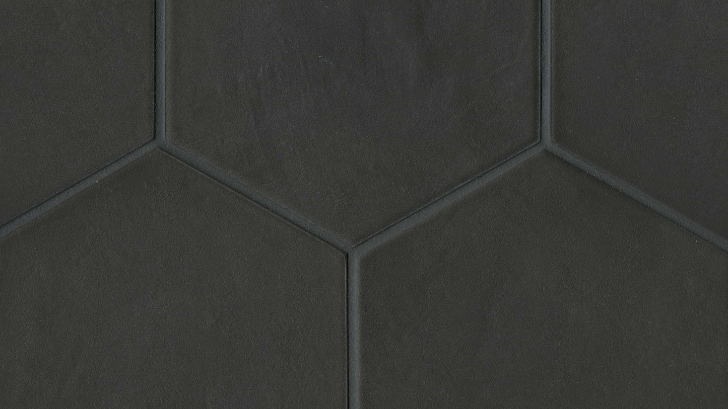 Black hexagon field tile