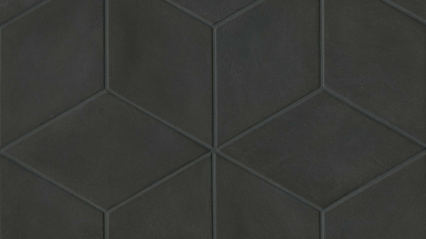 Rhomboid field tile in black
