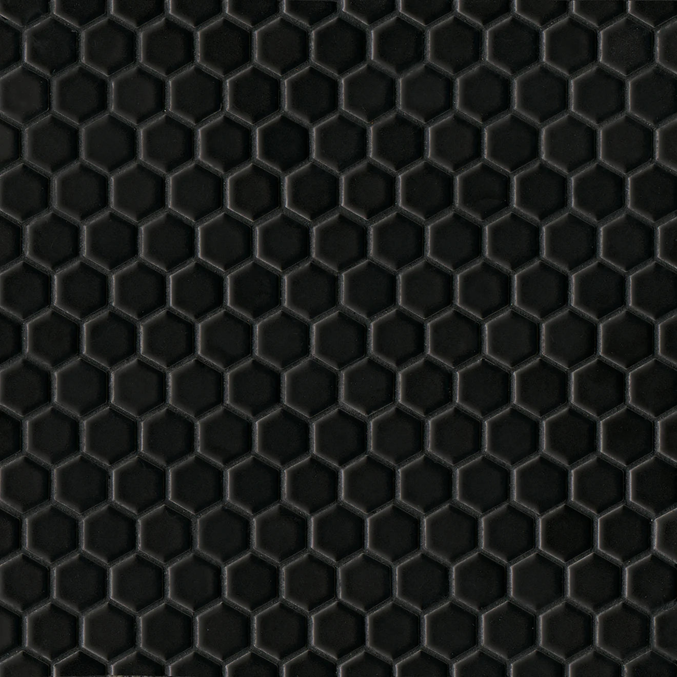 Le Café 1" x 1" Black Matte Hexagon Mosaic Tile