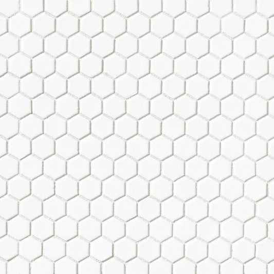 Le Café 1" x 1" Matte White Hexagon Mosaic