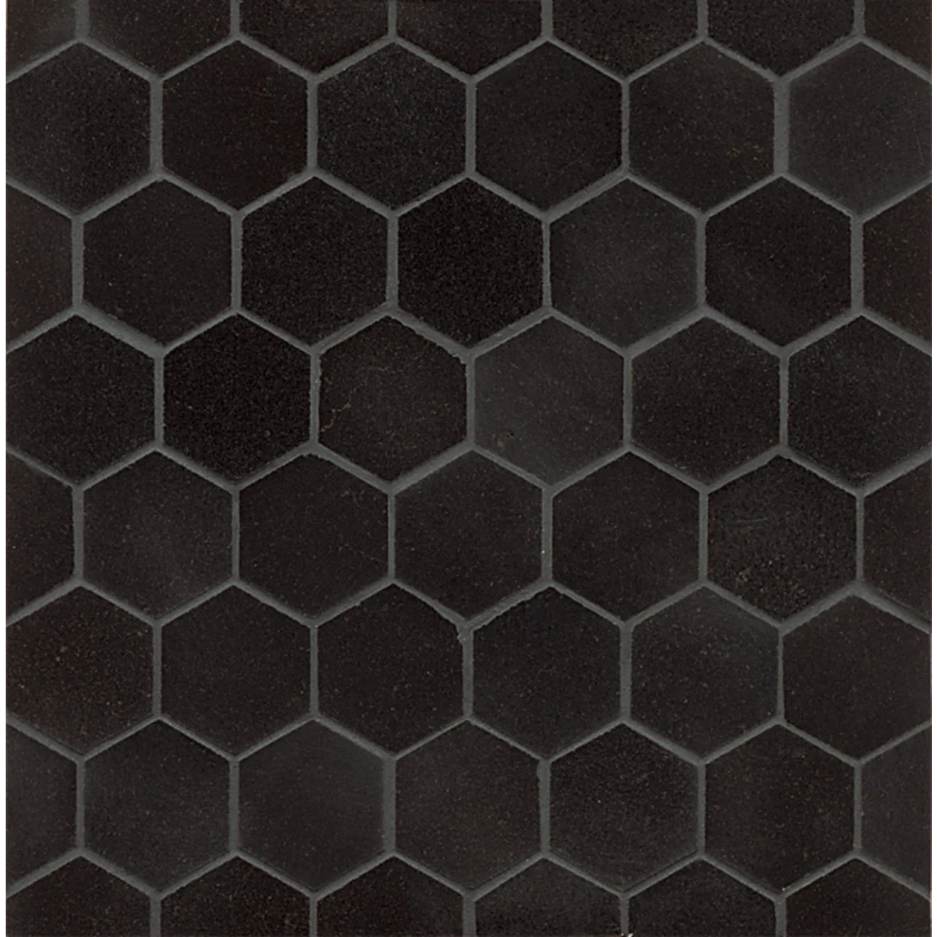 Black hexagon mosaic granite tile.