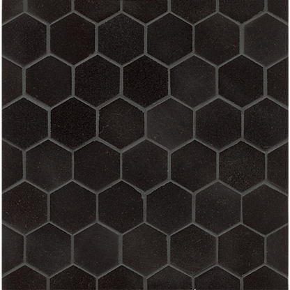 Black hexagon mosaic granite tile.