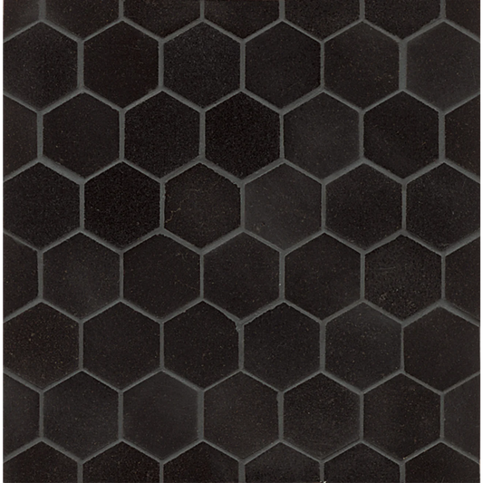 Black hexagon mosaic granite tile.