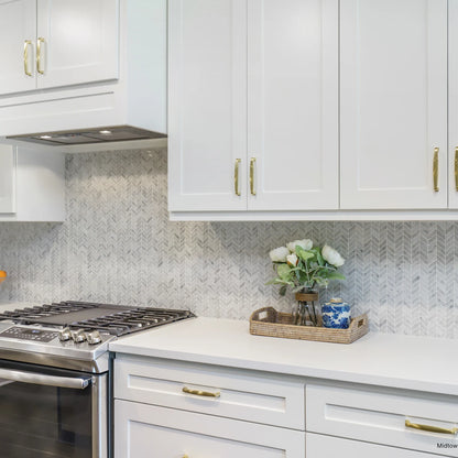 White Carrara Chevron Mosaic Tile