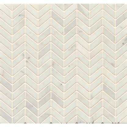 White Carrara Chevron Mosaic Tile