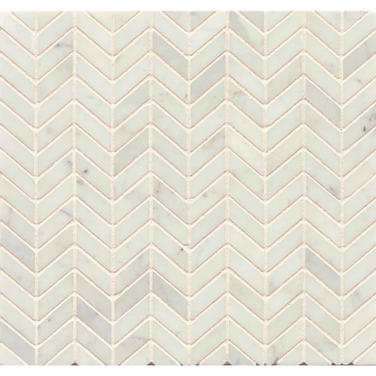 White Carrara Chevron Mosaic Tile