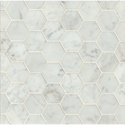 White Carrara Hexagon Mosaic Tile