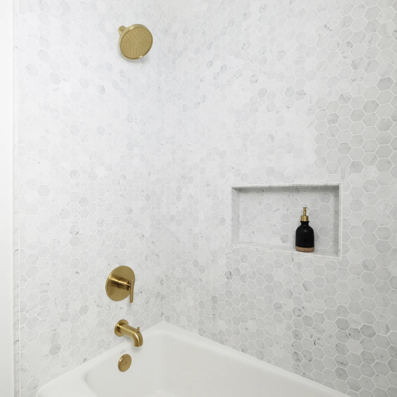White Carrara Hexagon Mosaic Tile
