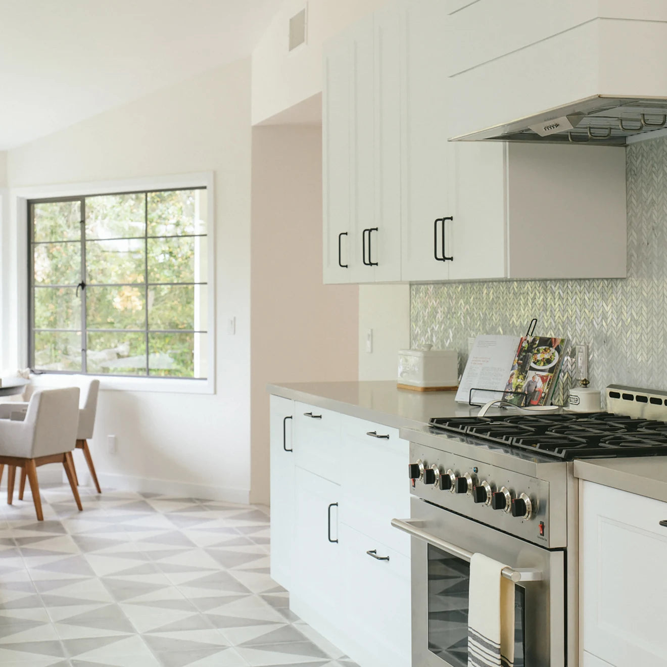 White Carrara Chevron Mosaic Tile