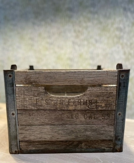 Vintage Wood & Metal Milk Crate
